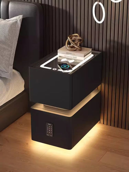 Creative Intelligent Bedside Table with Wireless Charging Modern Style Storage Cabinet Bedroom Nightstand with Sensor Light 25Cm