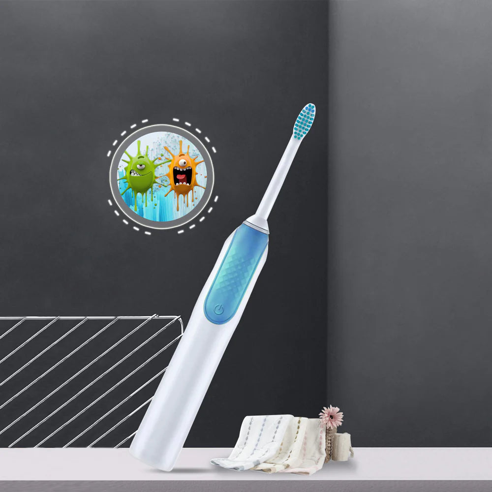 Smart UV Toothbrush Sanitizer Holder, Rechargeable Wireless Design, Wall Mounted with Hand Free Toothpaste Dispenser